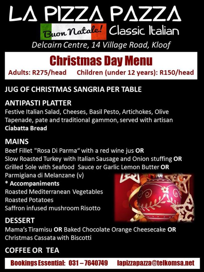 Christmas Lunch menu